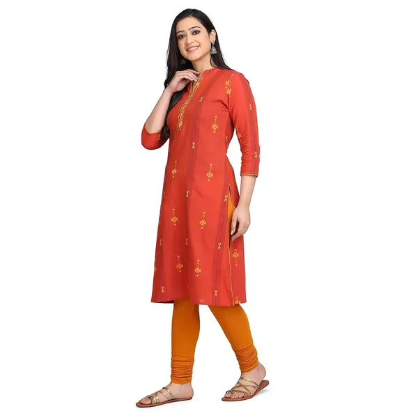 Coral_Mangalgiri_Kurta_For_Women_Readymade_South_Cotton_A-Line_Kurta__Mangalgiri_Cotton_Embroidered_Buti_For_Ladies_Printed_1_Pcs