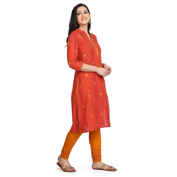 Coral_Mangalgiri_Kurta_For_Women_Readymade_South_Cotton_A-Line_Kurta__Mangalgiri_Cotton_Embroidered_Buti_For_Ladies_Printed_1_Pcs