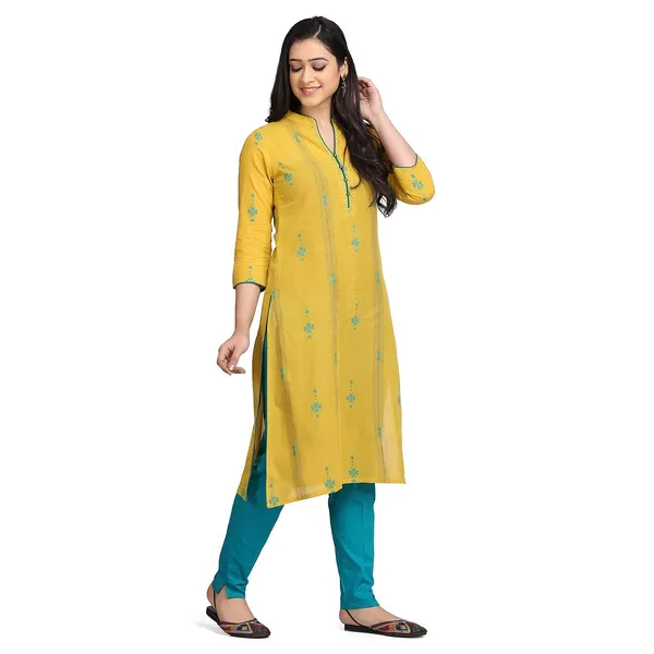 Yellow_Kurti_For_Women_Readymade_Embroidered_Buti_South_Cotton_A-Line_Kurta__Mangalgiri_Dressess_For_Ladies_Printed_1_Pcs