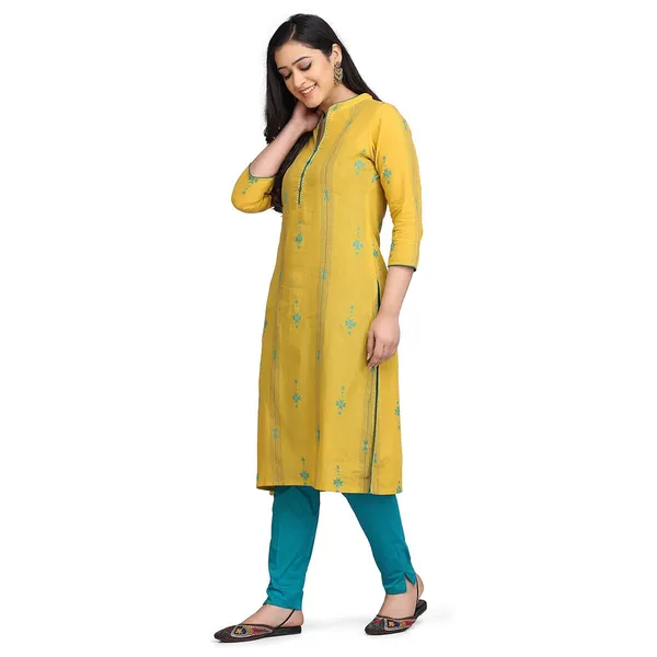 Yellow_Kurti_For_Women_Readymade_Embroidered_Buti_South_Cotton_A-Line_Kurta__Mangalgiri_Dressess_For_Ladies_Printed_1_Pcs