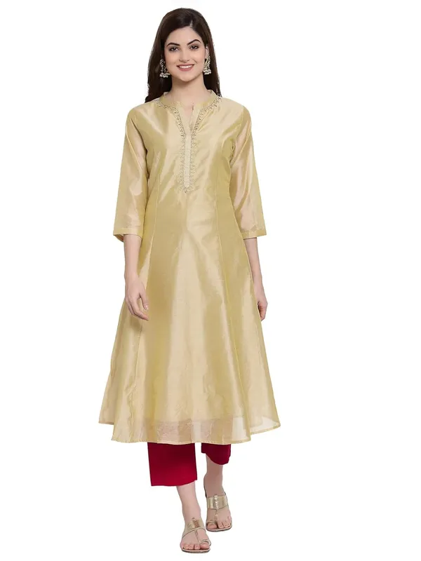 Beige_Gold_Chanderi_Silk_Anarkali_Kurta_Readymade_Outfit_Kurti_For_Women_Kurta_For_Ladies_Embroidery_1_Pcs