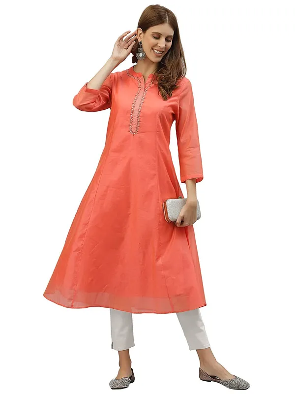 Rose_Pink_Chanderi_Silk__Anarkali_Kurta_Readymade_Outfit_Cotton_Kurti_For_Women_Kurta_For_Ladies_Embroidery_1_Piece