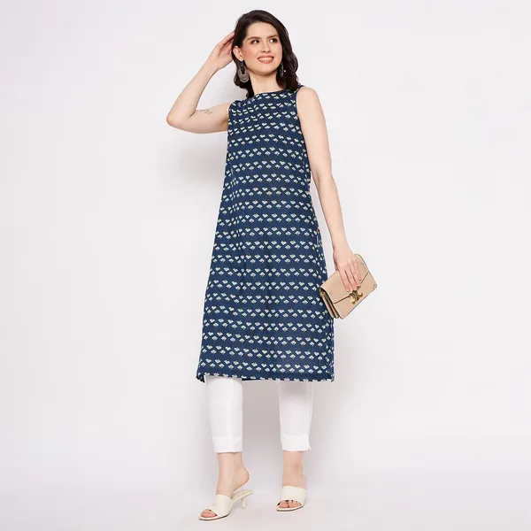 Navy_Blue_Cotton_Sleeveless_Kurta_Readymade_Outfit_Cotton_Kurti_For_Women_Dress_For_Ladies_Printed_1_Pcs