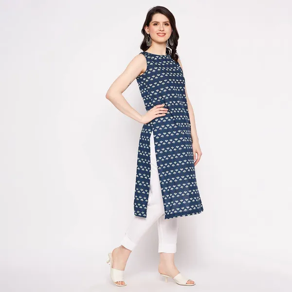 Navy_Blue_Cotton_Sleeveless_Kurta_Readymade_Outfit_Cotton_Kurti_For_Women_Dress_For_Ladies_Printed_1_Pcs