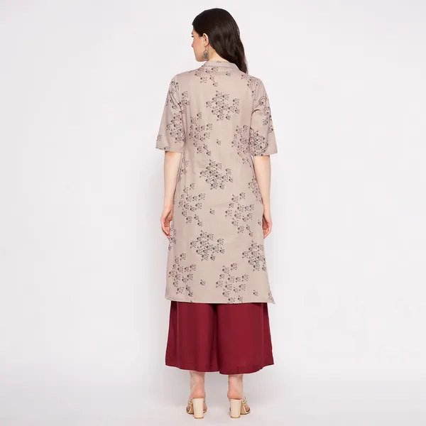 Beige_&_Maroon_Cotton_Kurta_And_Palazzo_Set_For_Women_Readymade_Straight_Kurta_Printed_Kurta_Palazzo_Set_For_Womans_Plazo_&_Kurti_2_Piece_Set_|