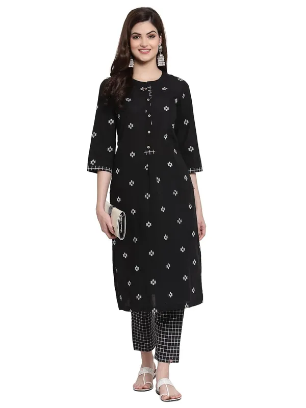 Black_Kurta_Pant_Set_For_Women_Readymade_Straight_Suit_Set_Mangalgiri_Cotton_A-Line_Kurta__Printed_2_Pcs_Set