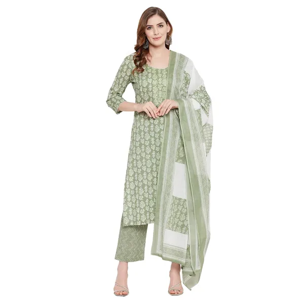 Sea_Green_Cotton_Straight_Suit_Set_With_Dupatta_Readymade_Kurti_Pant_Set_Cotton_Layered_Fushion_Kurta__3_Pcs_Set