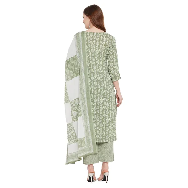 Sea_Green_Cotton_Straight_Suit_Set_With_Dupatta_Readymade_Kurti_Pant_Set_Cotton_Layered_Fushion_Kurta__3_Pcs_Set