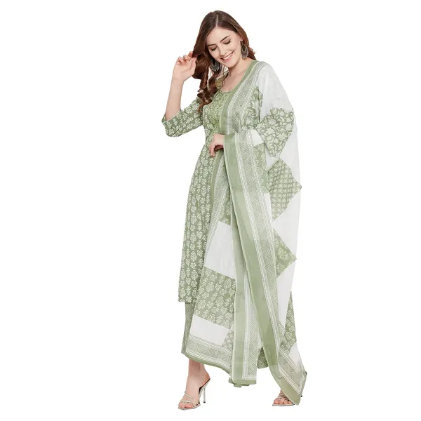 Sea_Green_Cotton_Straight_Suit_Set_With_Dupatta_Readymade_Kurti_Pant_Set_Cotton_Layered_Fushion_Kurta__3_Pcs_Set