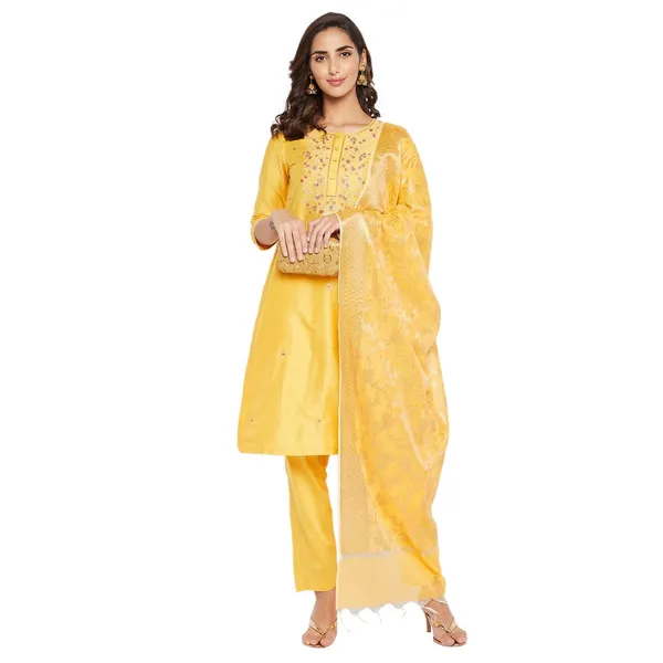 Yellow_Cotton_Silk_Straight_Suit_Set_With_Dupatta_Readymade_Kurti_Pant_Set_Embroidery_Kurta_For_Women_3_Pcs_Set__Size