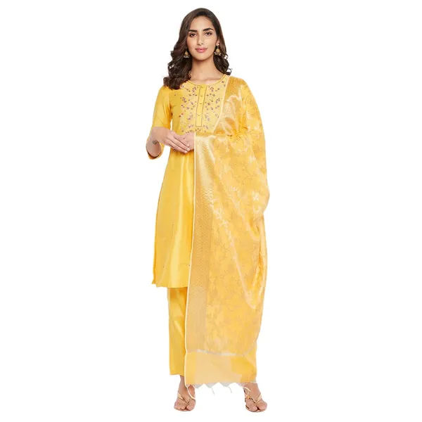 Yellow_Cotton_Silk_Straight_Suit_Set_With_Dupatta_Readymade_Kurti_Pant_Set_Embroidery_Kurta_For_Women_3_Pcs_Set__Size