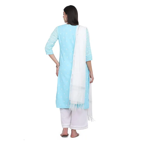 Turquoise_Cotton_Straight_Suit_Set_With_Dupatta_Readymade_Party_Outfit_Kurti_Palazoo_Set_Cotton_Kurta__3_Pcs_Set
