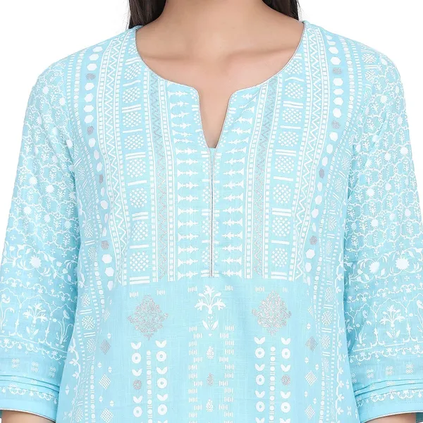 Turquoise_Cotton_Straight_Suit_Set_With_Dupatta_Readymade_Party_Outfit_Kurti_Palazoo_Set_Cotton_Kurta__3_Pcs_Set