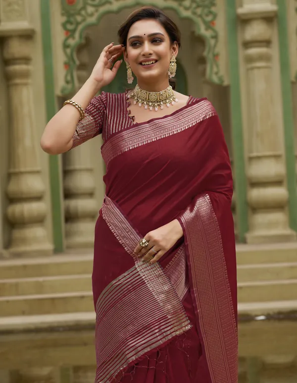 Rose_Maroon_Couple_set_Matching_Dress_Silk_Saree_and_Kurta