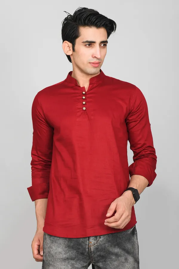 Men_Solid_Straight_Kurta_(Maroon)