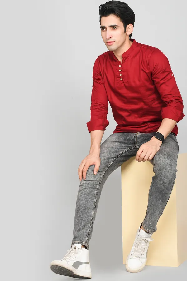 Men_Solid_Straight_Kurta_(Maroon)