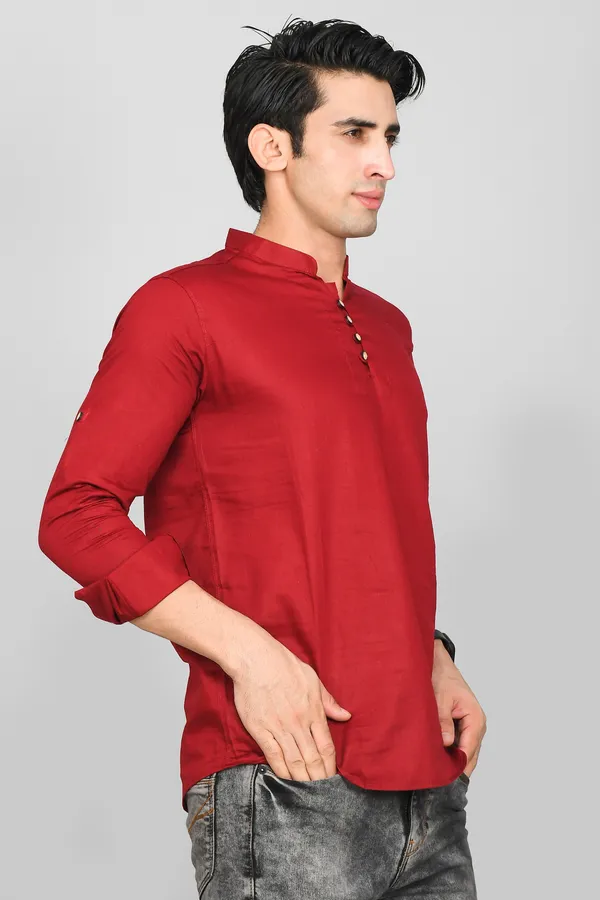 Men_Solid_Straight_Kurta_(Maroon)