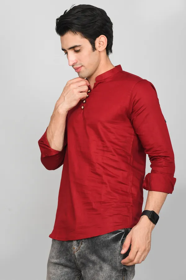 Men_Solid_Straight_Kurta_(Maroon)