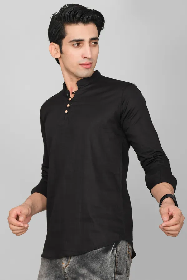 Men_Solid_Straight_Kurta_(Black)