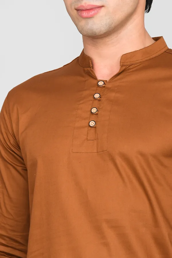 Men_Solid_Straight_Kurta_(Brown)