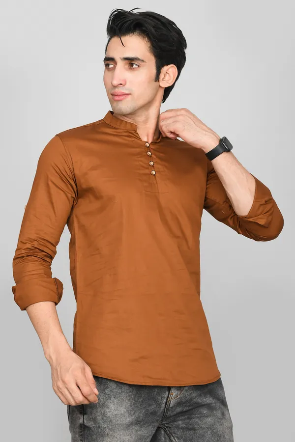 Men_Solid_Straight_Kurta_(Brown)
