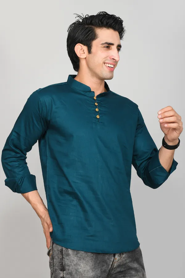 Men_Solid_Straight_Kurta_(Dark_Green)
