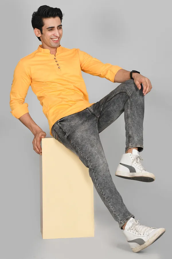 Men_Solid_Straight_Kurta_(Yellow)
