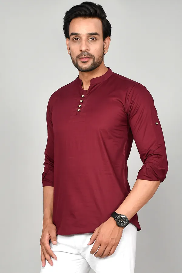 Men_Solid_Straight_Kurta_(Maroon)