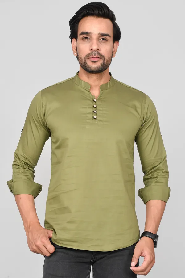 Men_Solid_Straight_Kurta_(Green)