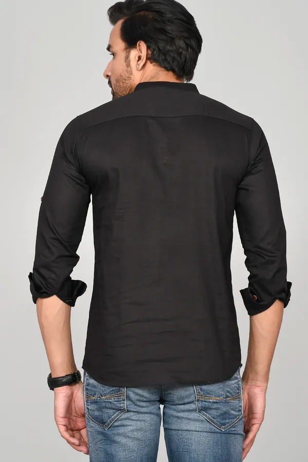 Men_Solid_Straight_Kurta_(Black)