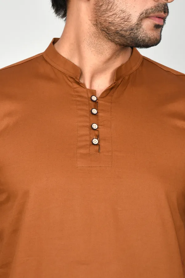 Men_Solid_Straight_Kurta_(Brown)