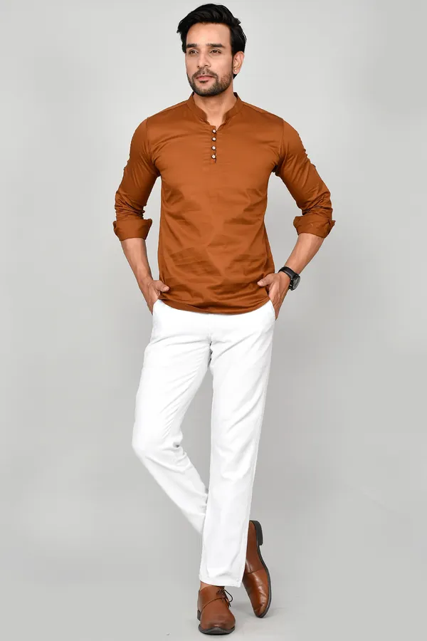 Men_Solid_Straight_Kurta_(Brown)
