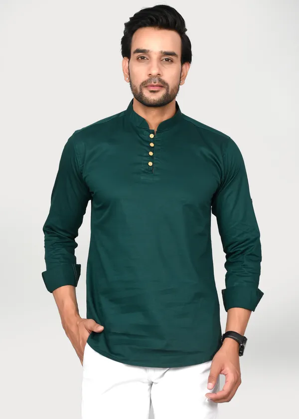Men_Solid_Straight_Kurta_(Green)