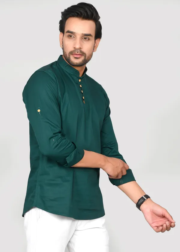 Men_Solid_Straight_Kurta_(Green)