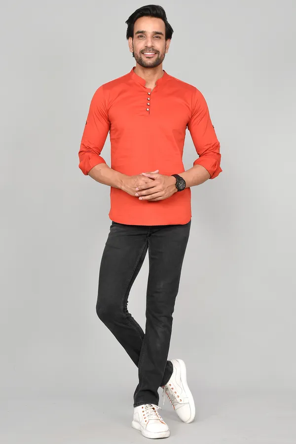 Men_Solid_Straight_Kurta_(Orange)