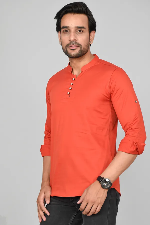 Men_Solid_Straight_Kurta_(Orange)