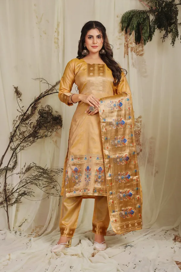 Green_color_paithani_silk_stitched_dress