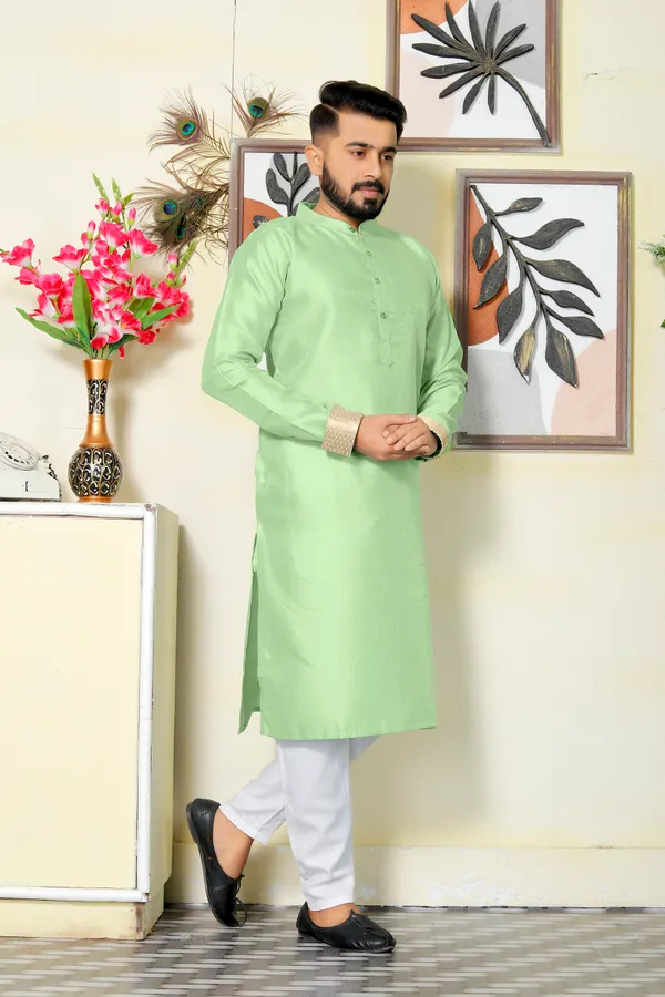 Couple_Combo_Dress_Silk_Saree_and_Kurta_Sweetie_Pista