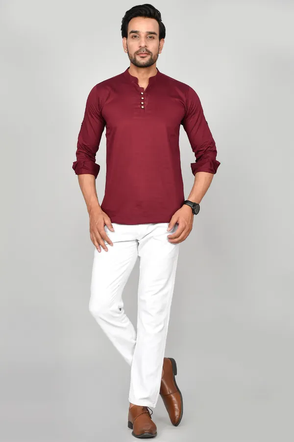 Men_Solid_Straight_Kurta_(Maroon)