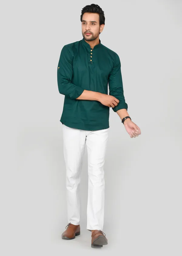 Men_Solid_Straight_Kurta_(Dark_Green)