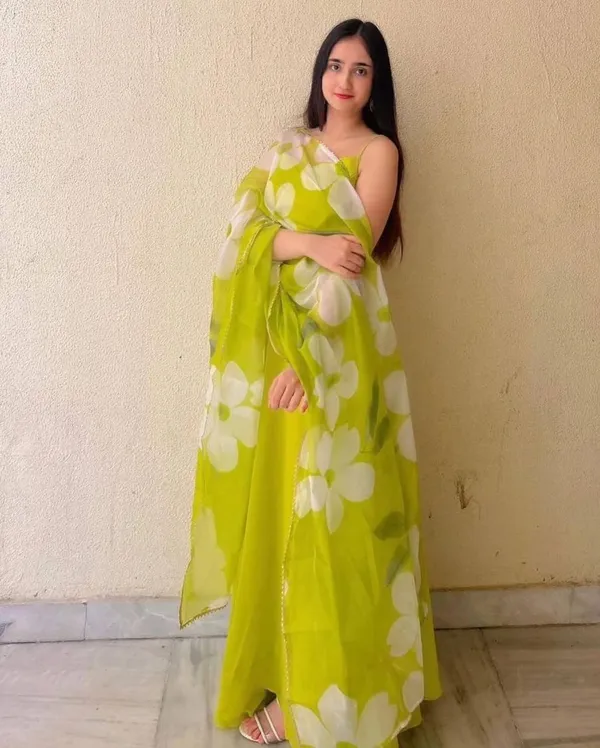 Beautiful_Solid_Gown_with_printed_dupatta