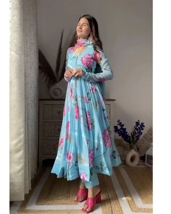 Printed_Anarkali_Kurta,_Bottom_&_Dupatta_Set