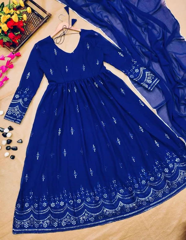 Pure_Silk_Blend_Women_Kurta_And_Dupatta_Set_(Blue)