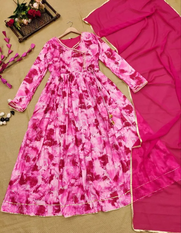 Indian_Readymade_Partywear_Floral_Gown_Dupatta