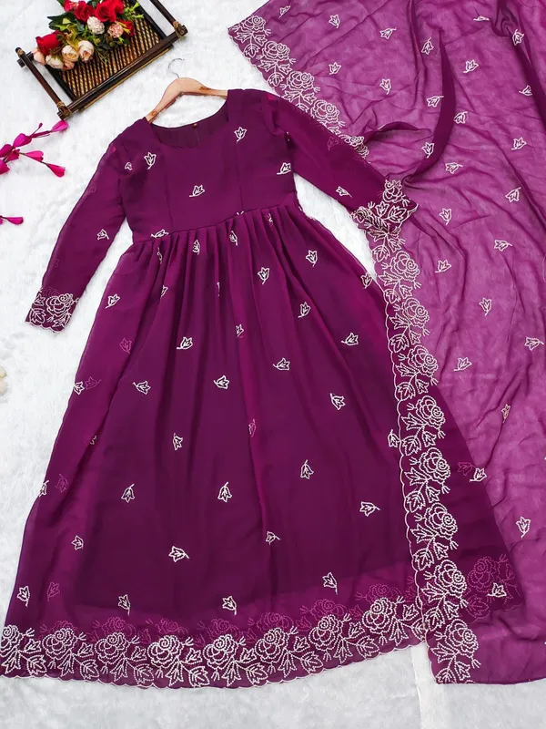 Wine_Ruby_Gown_With_Dupatta
