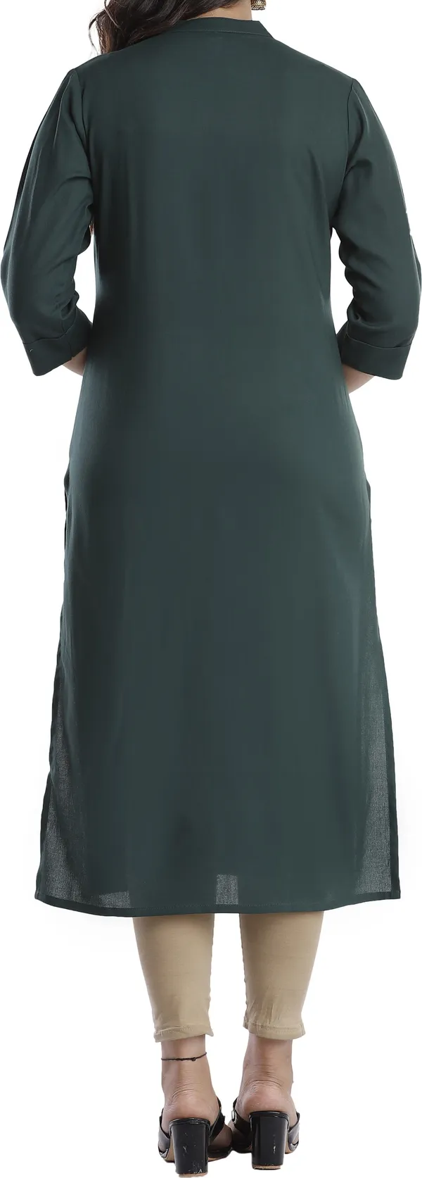 Women_Solid_Straight_Kurta_(Dark_Green)