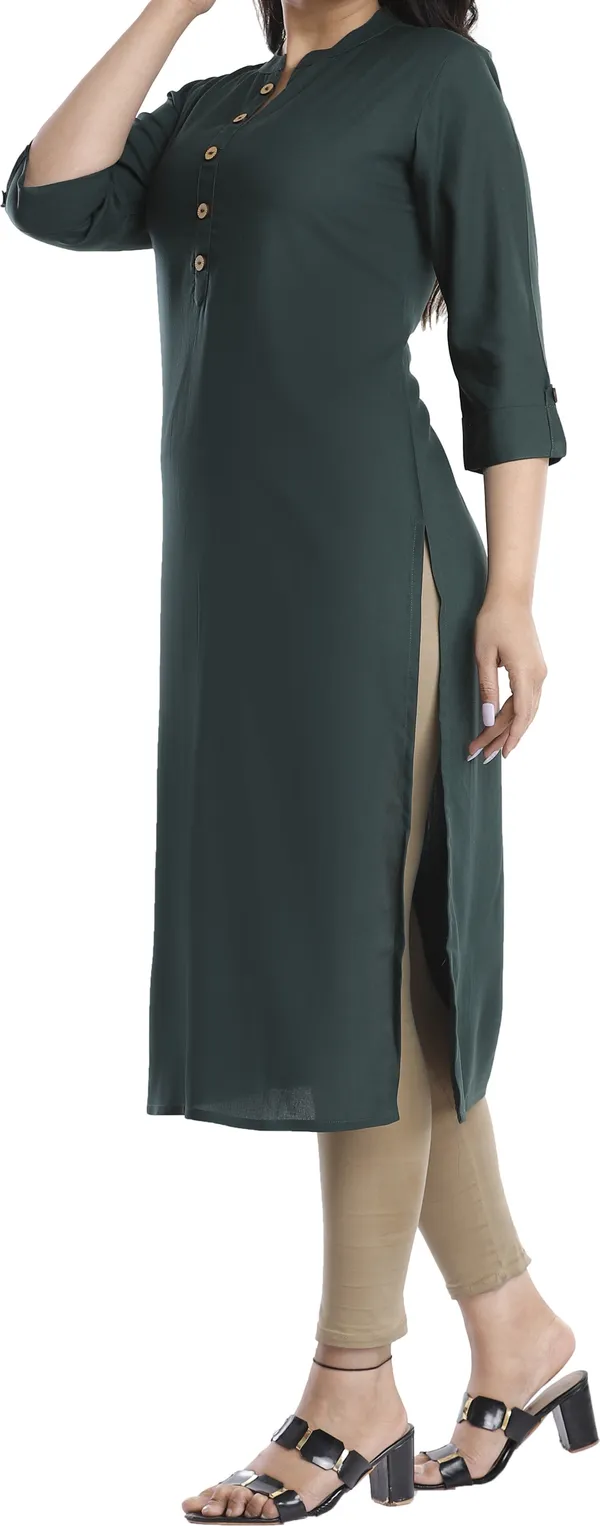 Women_Solid_Straight_Kurta_(Dark_Green)