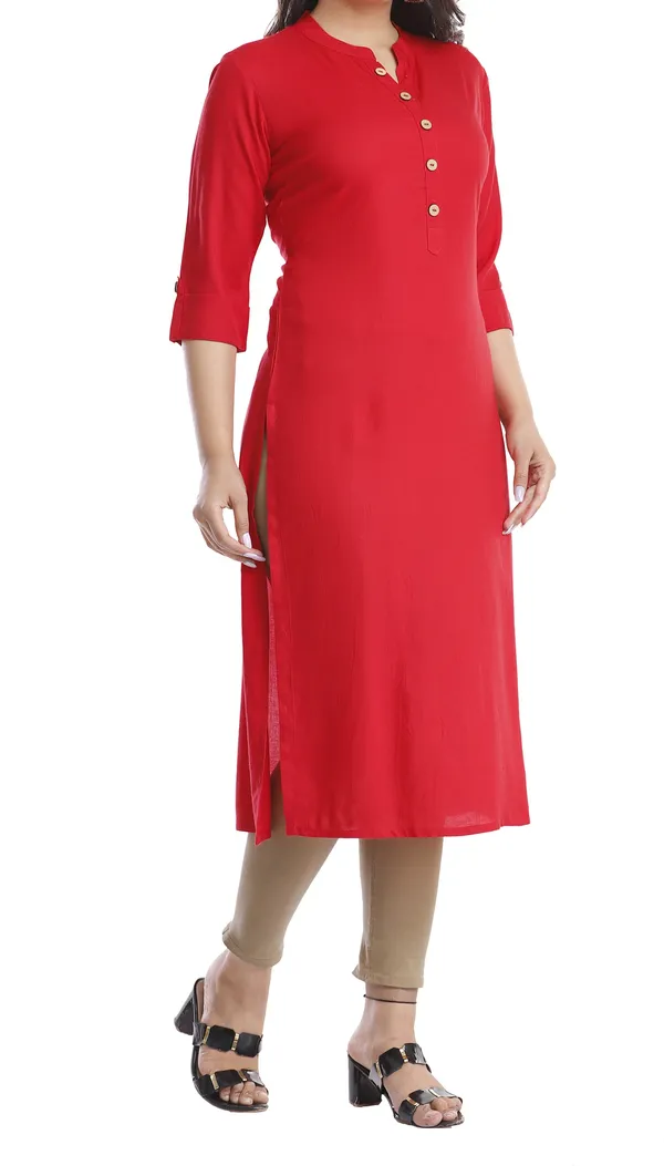 Women_Solid_Straight_Kurta_(Red)
