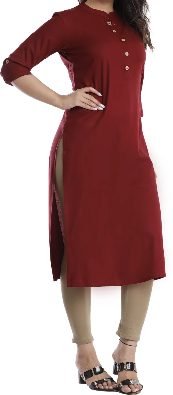 Women_Solid_Straight_Kurta_(Maroon)