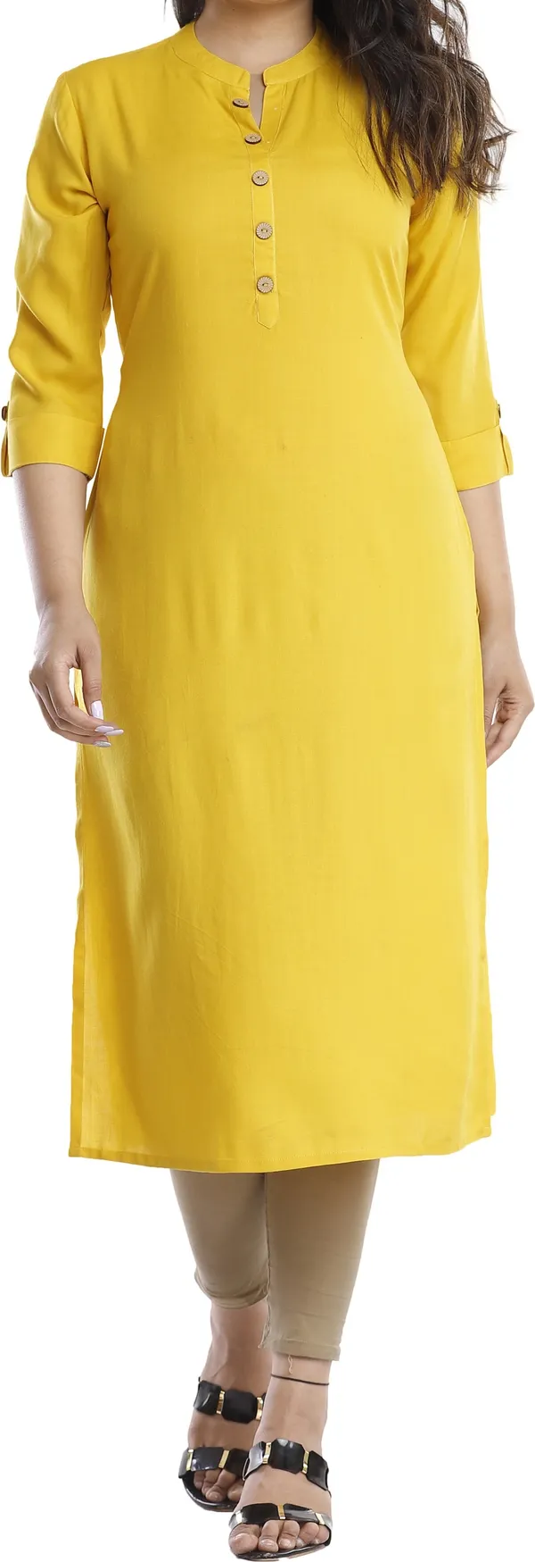 Women_Solid_Straight_Kurta_(Yellow)